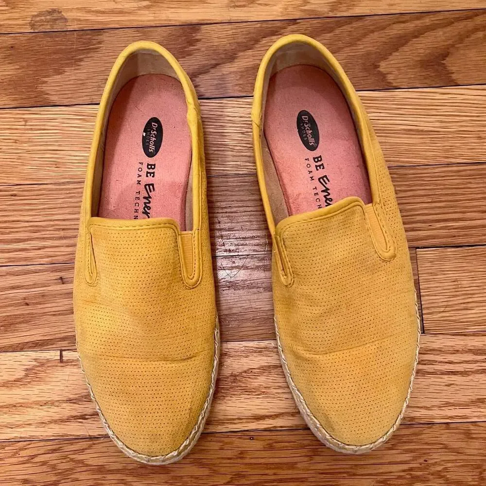 Dr. Scholl's Far Out Yellow Perforated Espadrille Slip-On Shoes Size 6.5M